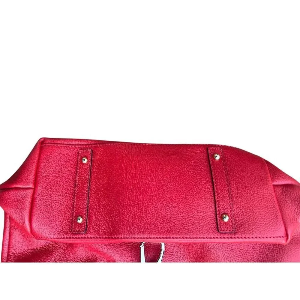 Dooney & Bourke Women's Red Leather Hobo Bag Logo Lock Casual